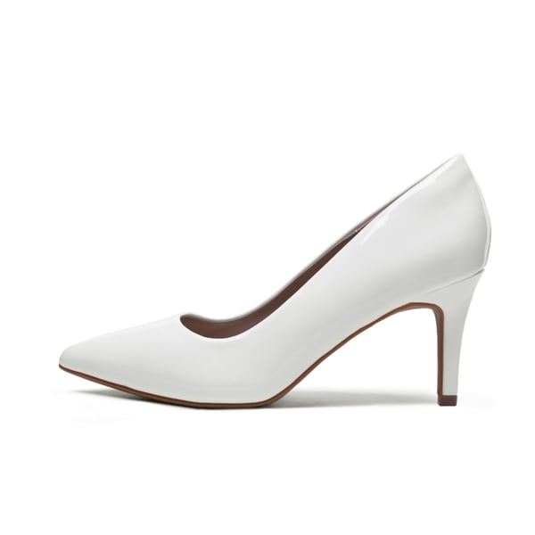 Pointed Toe Classic Stiletto High Heel Pumps - WHITE PAT - 1
